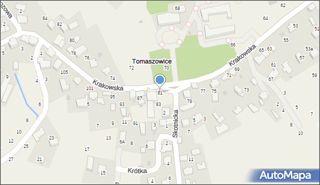 Tomaszowice, Krakowska, 81, mapa Tomaszowice
