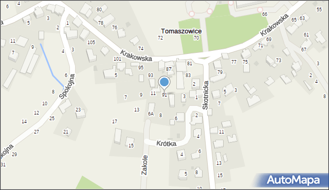 Tomaszowice, Krakowska, 91, mapa Tomaszowice