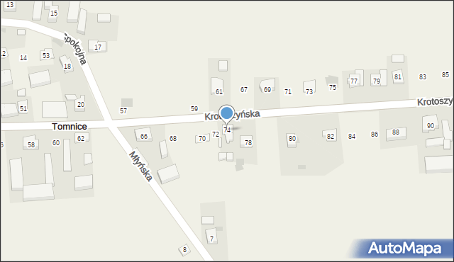 Tomnice, Krotoszyńska, 74, mapa Tomnice