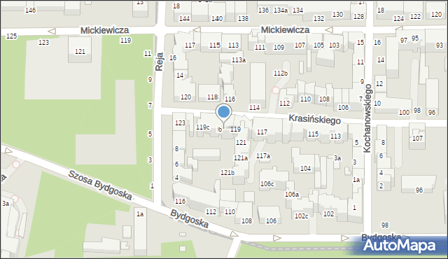 Toruń, Krasińskiego Zygmunta, 119a, mapa Torunia