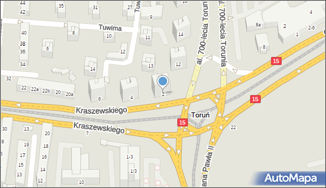 Toruń, Kraszewskiego Józefa Ignacego, 2, mapa Torunia