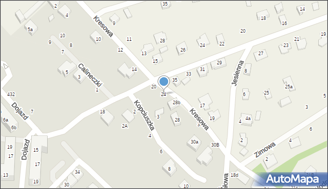 Toruń, Kresowa, 24, mapa Torunia