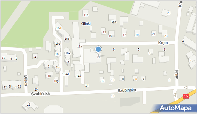 Toruń, Kręta, 11, mapa Torunia