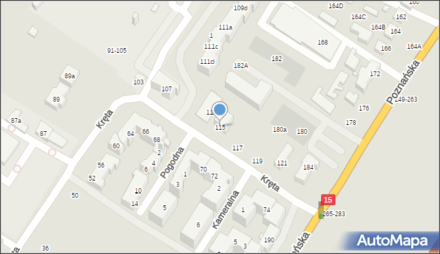 Toruń, Kręta, 115, mapa Torunia