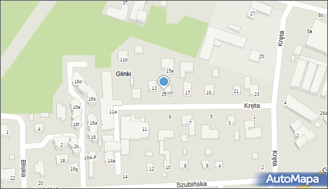 Toruń, Kręta, 15, mapa Torunia