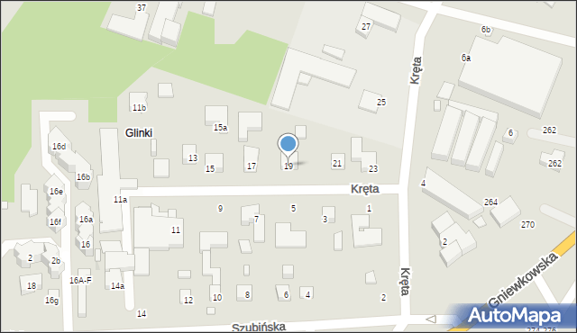 Toruń, Kręta, 19, mapa Torunia