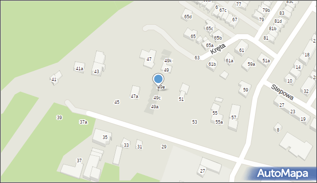 Toruń, Kręta, 49d, mapa Torunia