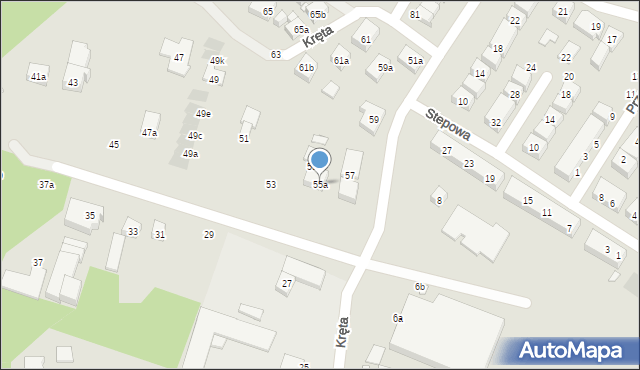 Toruń, Kręta, 55a, mapa Torunia