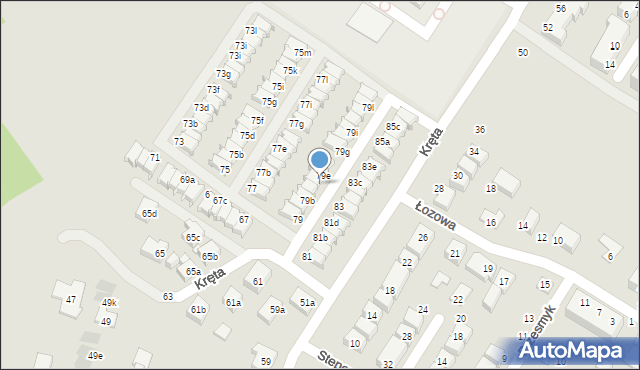 Toruń, Kręta, 79d, mapa Torunia