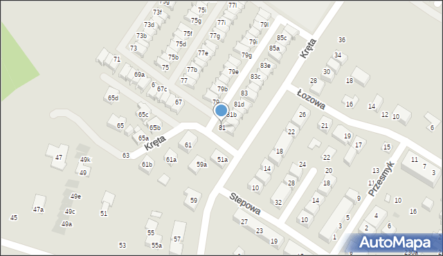 Toruń, Kręta, 81, mapa Torunia