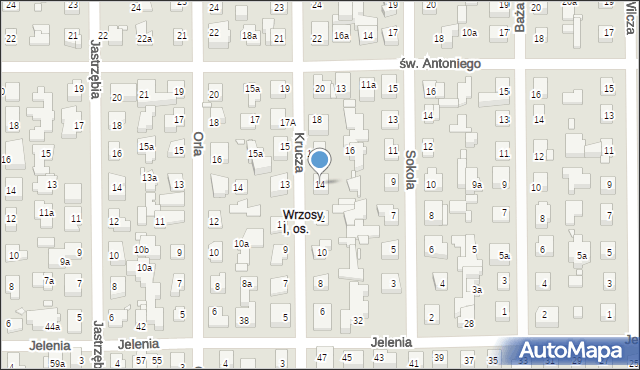 Toruń, Krucza, 14, mapa Torunia