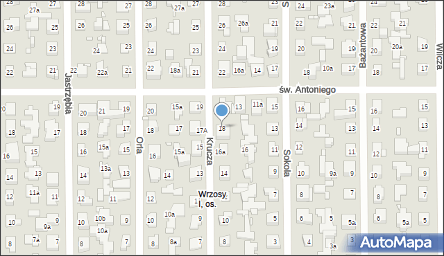 Toruń, Krucza, 18, mapa Torunia