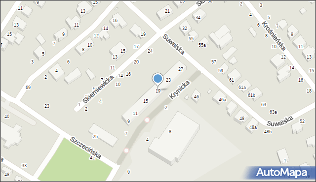 Toruń, Krynicka, 19, mapa Torunia