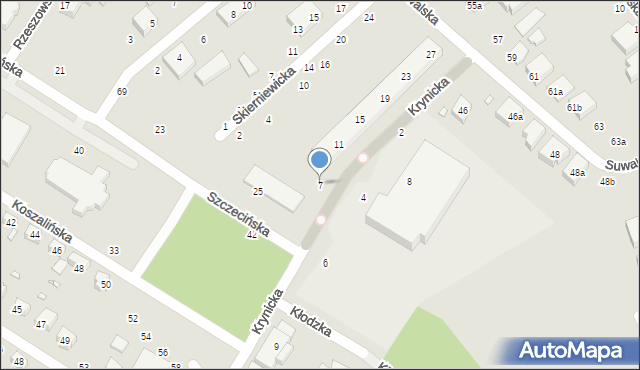 Toruń, Krynicka, 7, mapa Torunia