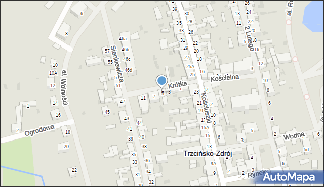 Trzcińsko-Zdrój, Krótka, 5, mapa Trzcińsko-Zdrój