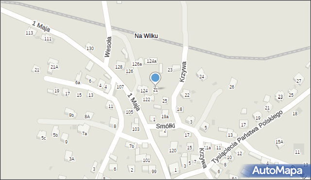 Trzebinia, Krzywa, 21, mapa Trzebinia