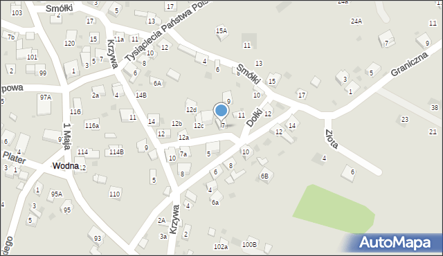 Trzebinia, Krzywa, 7, mapa Trzebinia