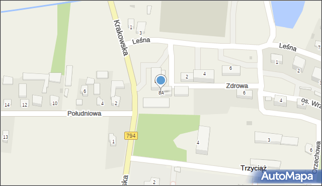 Trzyciąż, Krakowska, 8A, mapa Trzyciąż