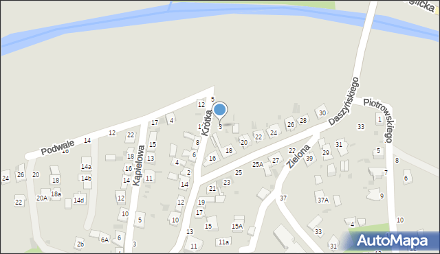 Tuchów, Krótka, 3, mapa Tuchów