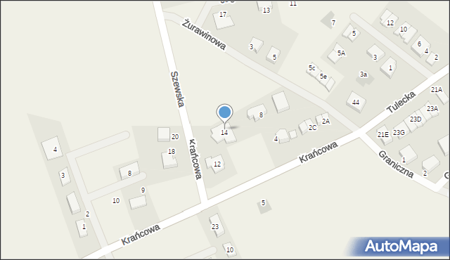 Tulce, Krańcowa, 14, mapa Tulce