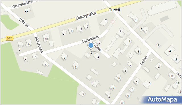 Turośl, Krótka, 2, mapa Turośl