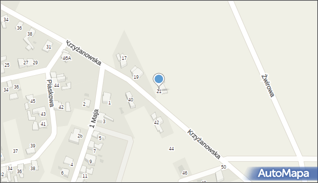 Tworków, Krzyżanowska, 21, mapa Tworków