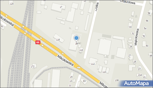 Tychy, Krótka, 19, mapa Tychów