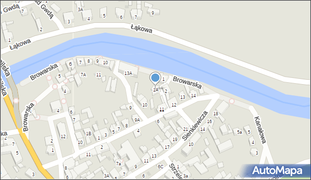 Ujście, Kręta, 1A, mapa Ujście