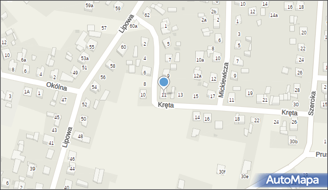 Unisław, Kręta, 11, mapa Unisław