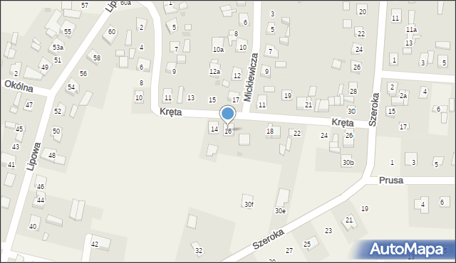 Unisław, Kręta, 16, mapa Unisław
