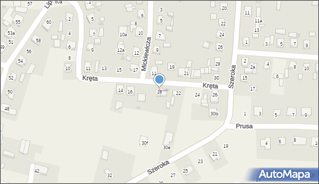 Unisław, Kręta, 18, mapa Unisław