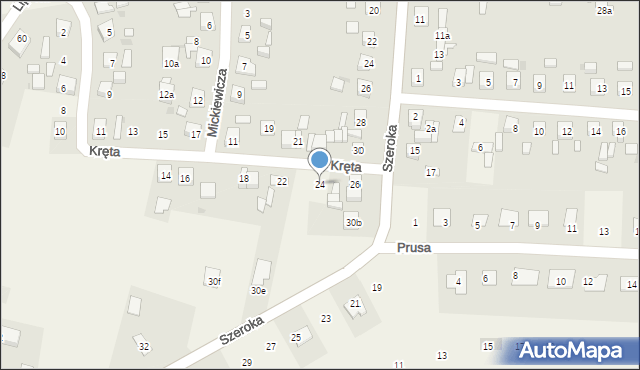 Unisław, Kręta, 24, mapa Unisław