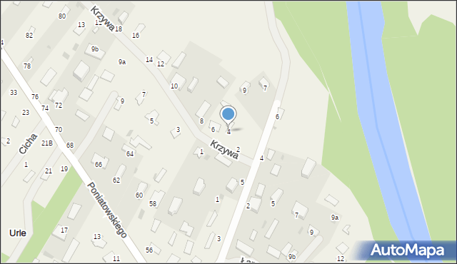 Urle, Krzywa, 4, mapa Urle