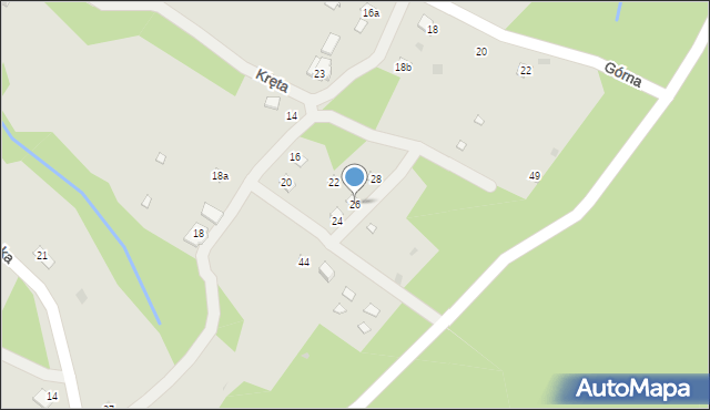 Ustroń, Kręta, 26, mapa Ustroń