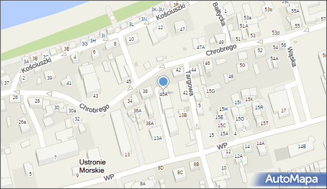 Ustronie Morskie, Króla Bolesława Chrobrego, 40A, mapa Ustronie Morskie