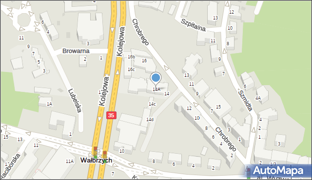 Wałbrzych, Króla Bolesława Chrobrego, 14A, mapa Wałbrzycha