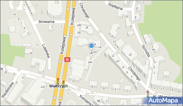 Wałbrzych, Króla Bolesława Chrobrego, 14c, mapa Wałbrzycha
