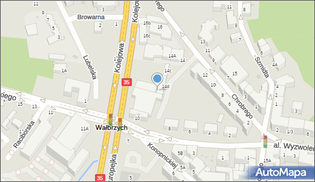 Wałbrzych, Króla Bolesława Chrobrego, 14e, mapa Wałbrzycha