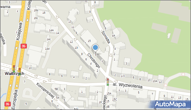 Wałbrzych, Króla Bolesława Chrobrego, 3, mapa Wałbrzycha
