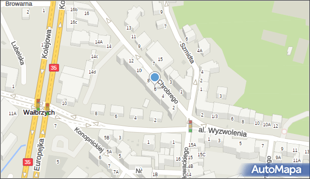 Wałbrzych, Króla Bolesława Chrobrego, 6, mapa Wałbrzycha