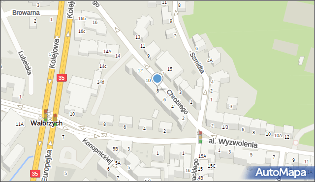 Wałbrzych, Króla Bolesława Chrobrego, 8, mapa Wałbrzycha