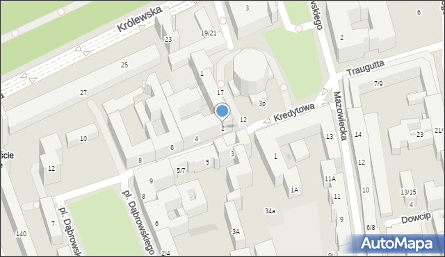 Warszawa, Kredytowa, 2, mapa Warszawy