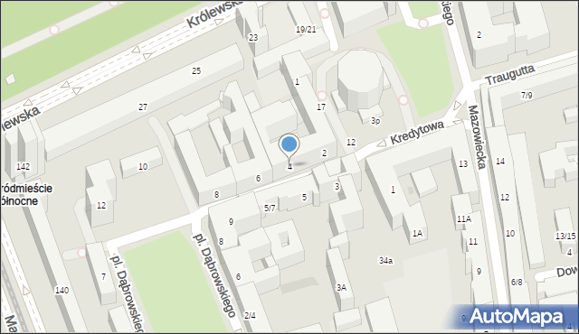 Warszawa, Kredytowa, 4, mapa Warszawy