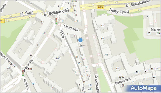 Warszawa, Krakowskie Przedmieście, 67, mapa Warszawy