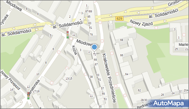 Warszawa, Krakowskie Przedmieście, 71, mapa Warszawy