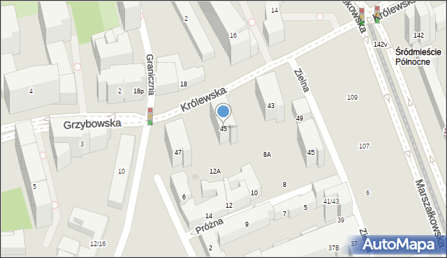 Warszawa, Królewska, 45, mapa Warszawy