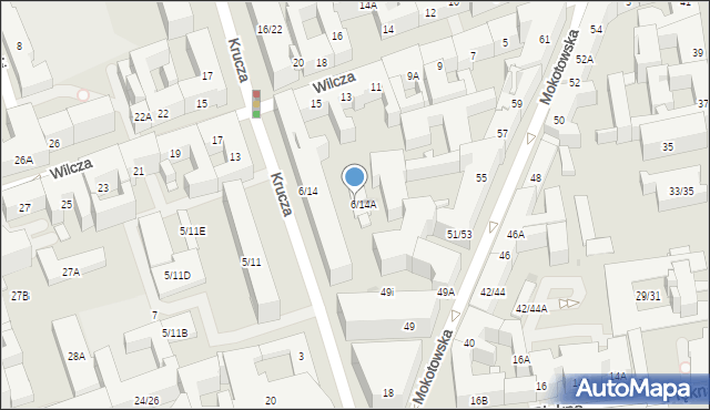 Warszawa, Krucza, 6/14B, mapa Warszawy