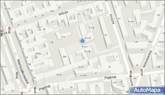 Warszawa, Krucza, 7, mapa Warszawy