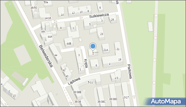 Warszawa, Kręta, 2, mapa Warszawy