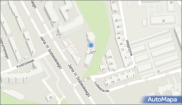 Warszawa, Króla Jana III Sobieskiego, 100, mapa Warszawy